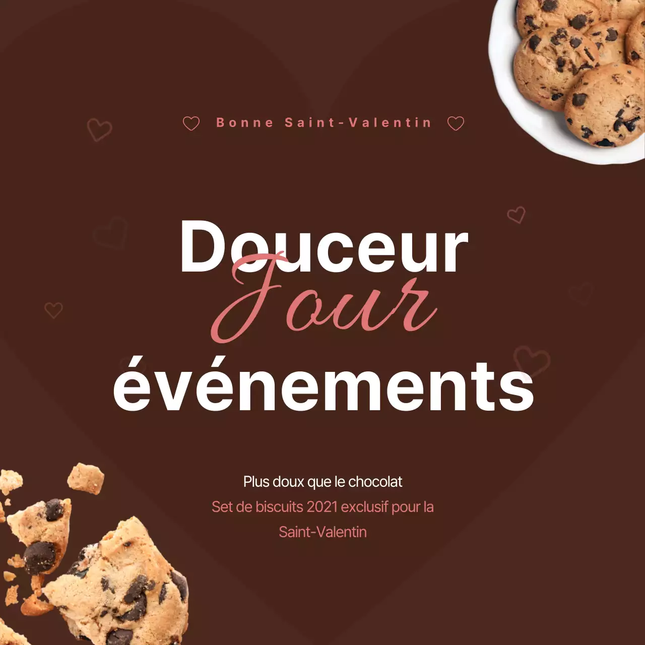 Biscuits au chocolat marron et blanc pour la Saint-Valentin Événement