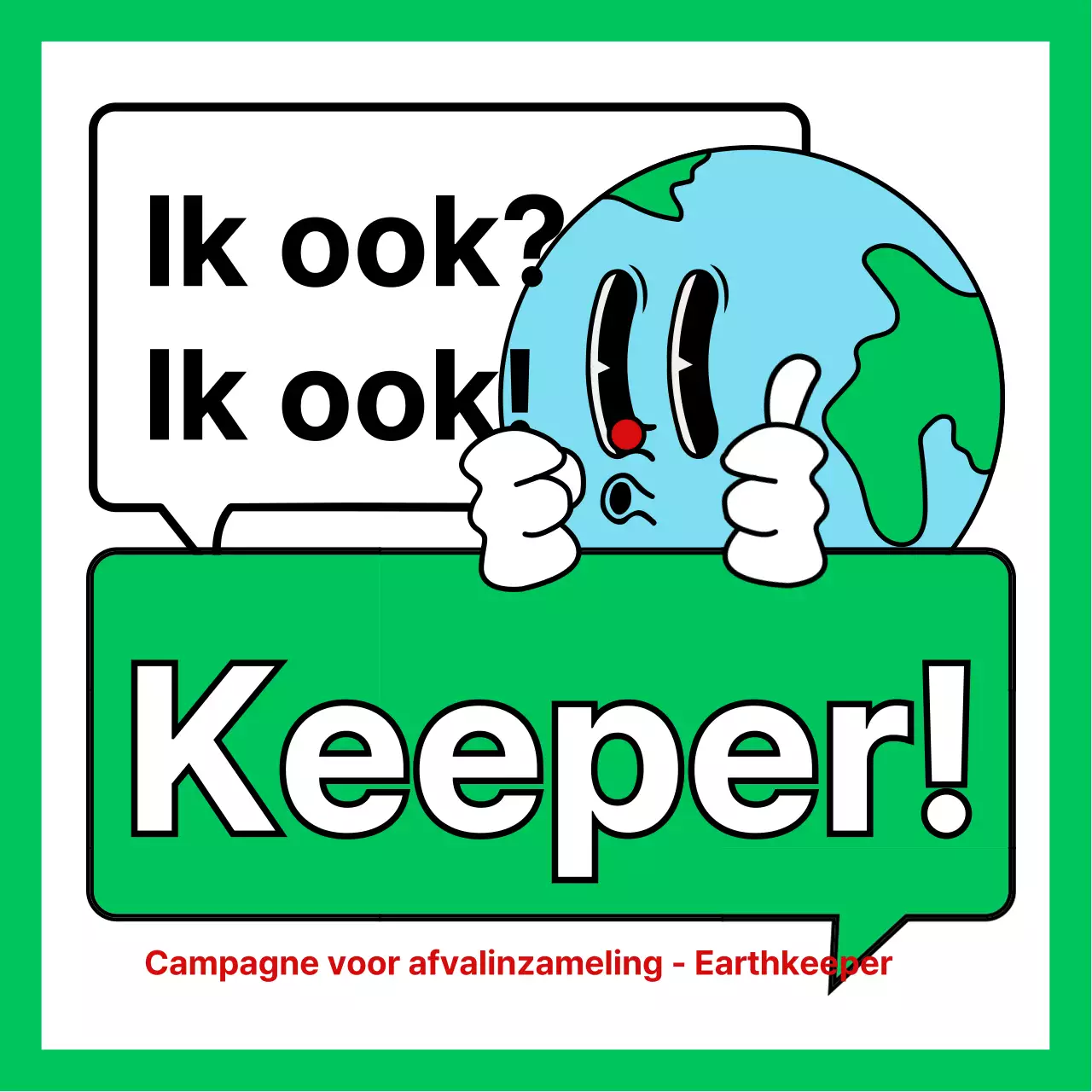 Promoot een milieucampagne met een leuke groen-witte illustratie van de aarde