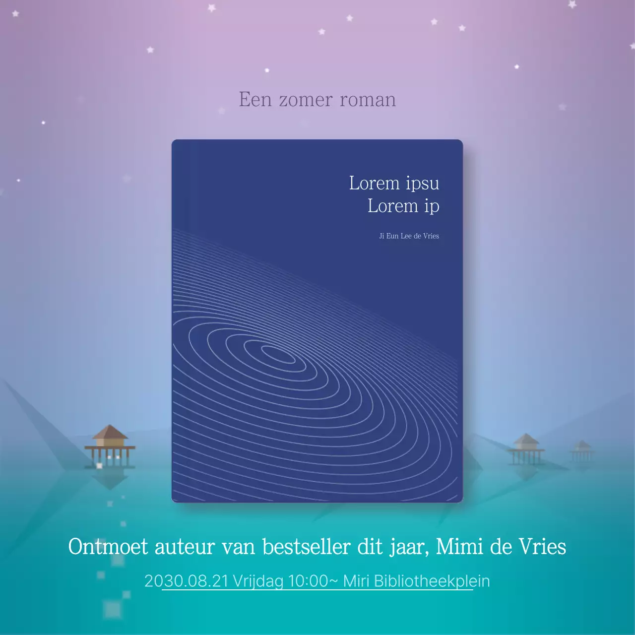 Boekentaal-inhoud in paarse, rustgevende illustraties