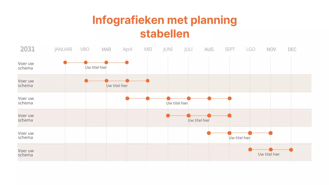 Een eenvoudige oranje en bruine planningsinfographic