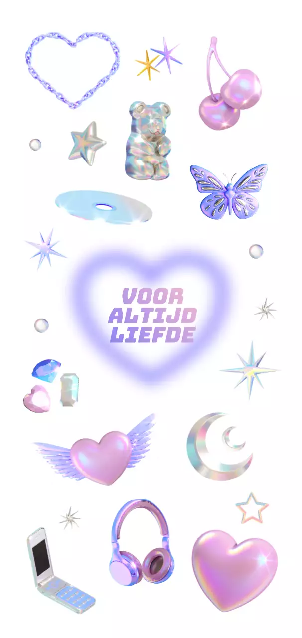 De roze en paarse gloed van het 3D Y2K-concept.