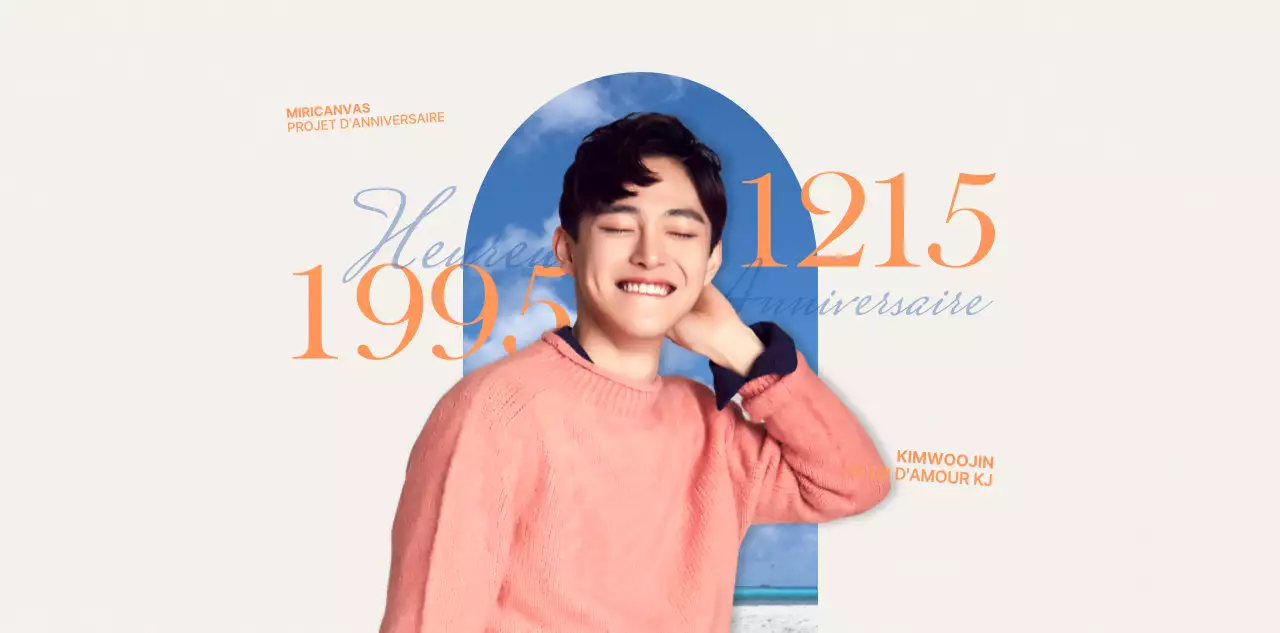 Concept émotionnel en orange et bleu clair pour l'anniversaire d'une célébrité