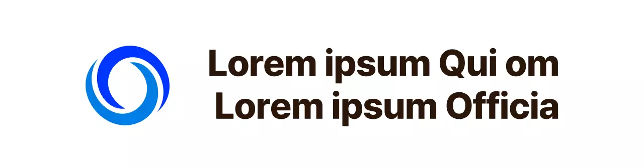 Tekstlay-out met een eenvoudig symbolisch logo in blauw en lichtblauw Uitlijning Promotiestuk met een bedrijfsslogan