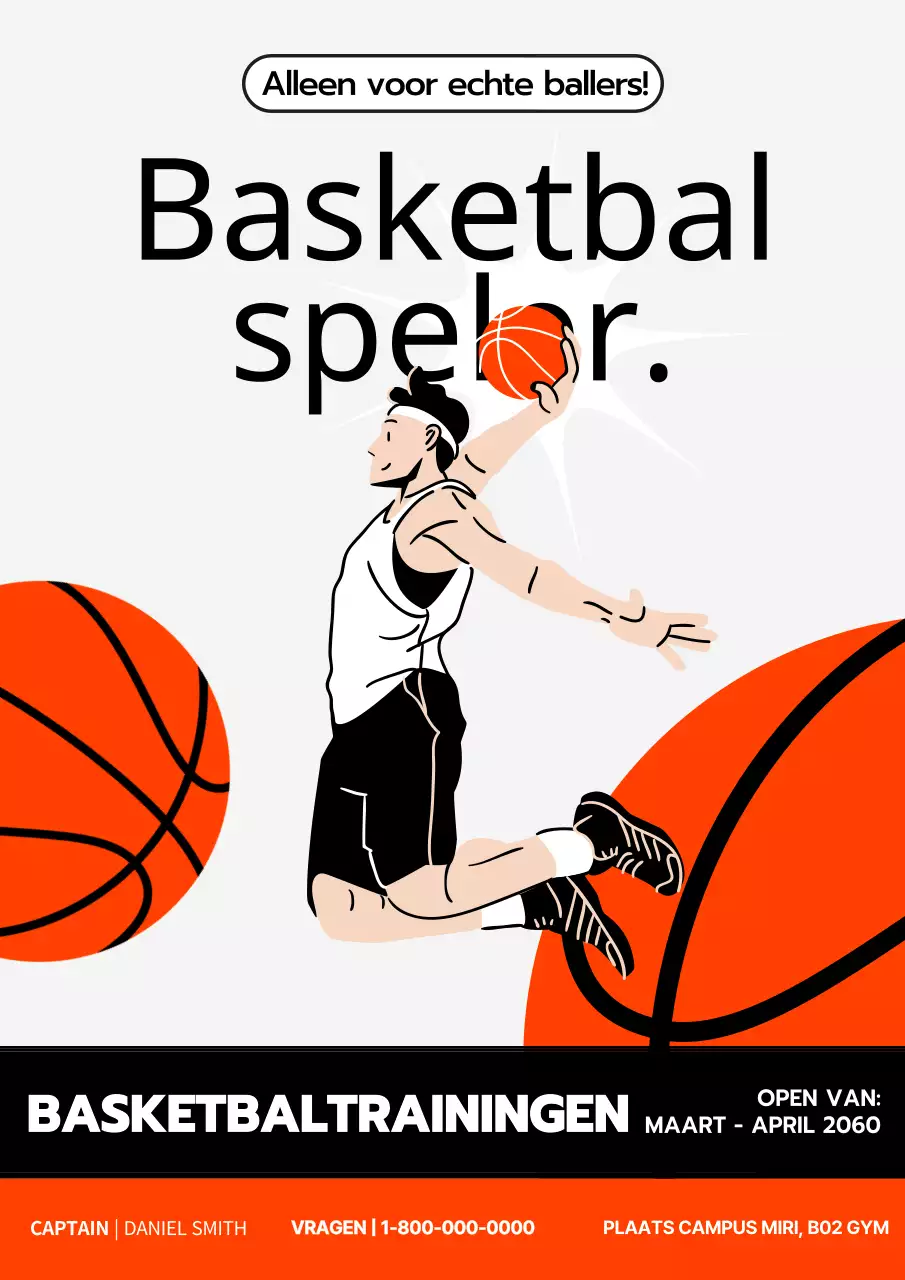 Advertentie voor clubwerving met oranje illustraties