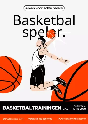 Advertentie voor clubwerving met oranje illustraties