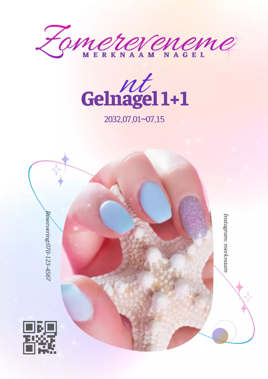 Verloop foto in roze en paarsHighlighted nagels zomerevenementen