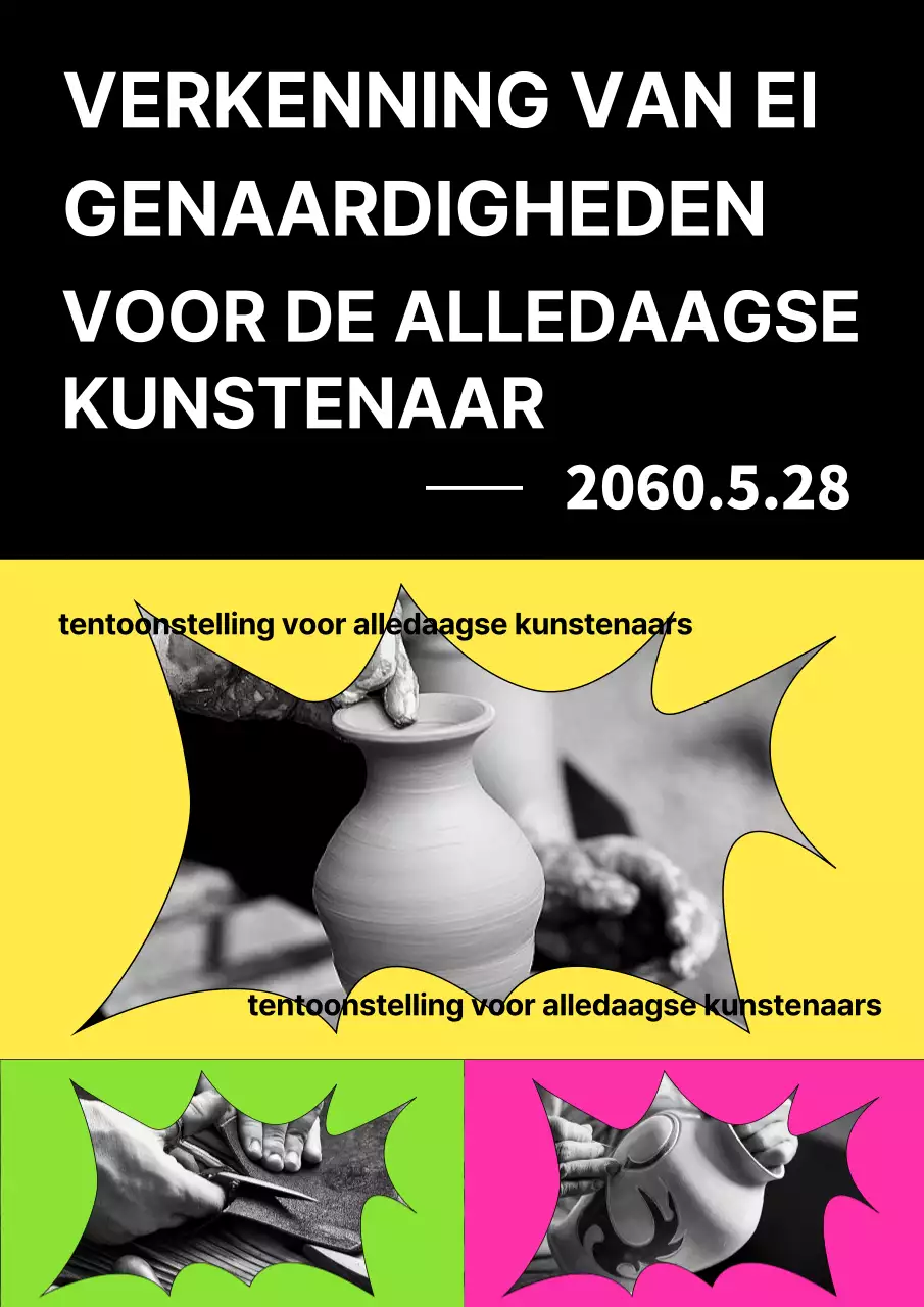 Een kunstreis met een knalroze en gele twist