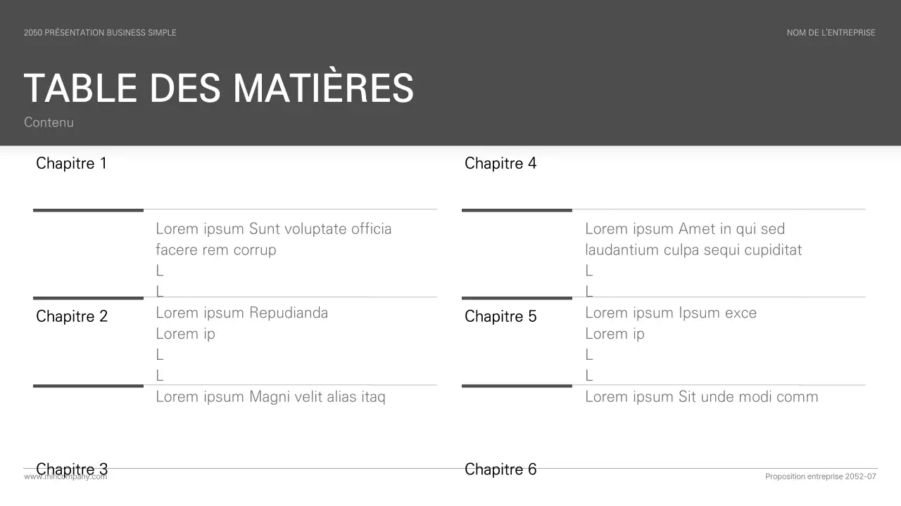 Présentation d'entreprise simple, de style basique, en noir et blanc