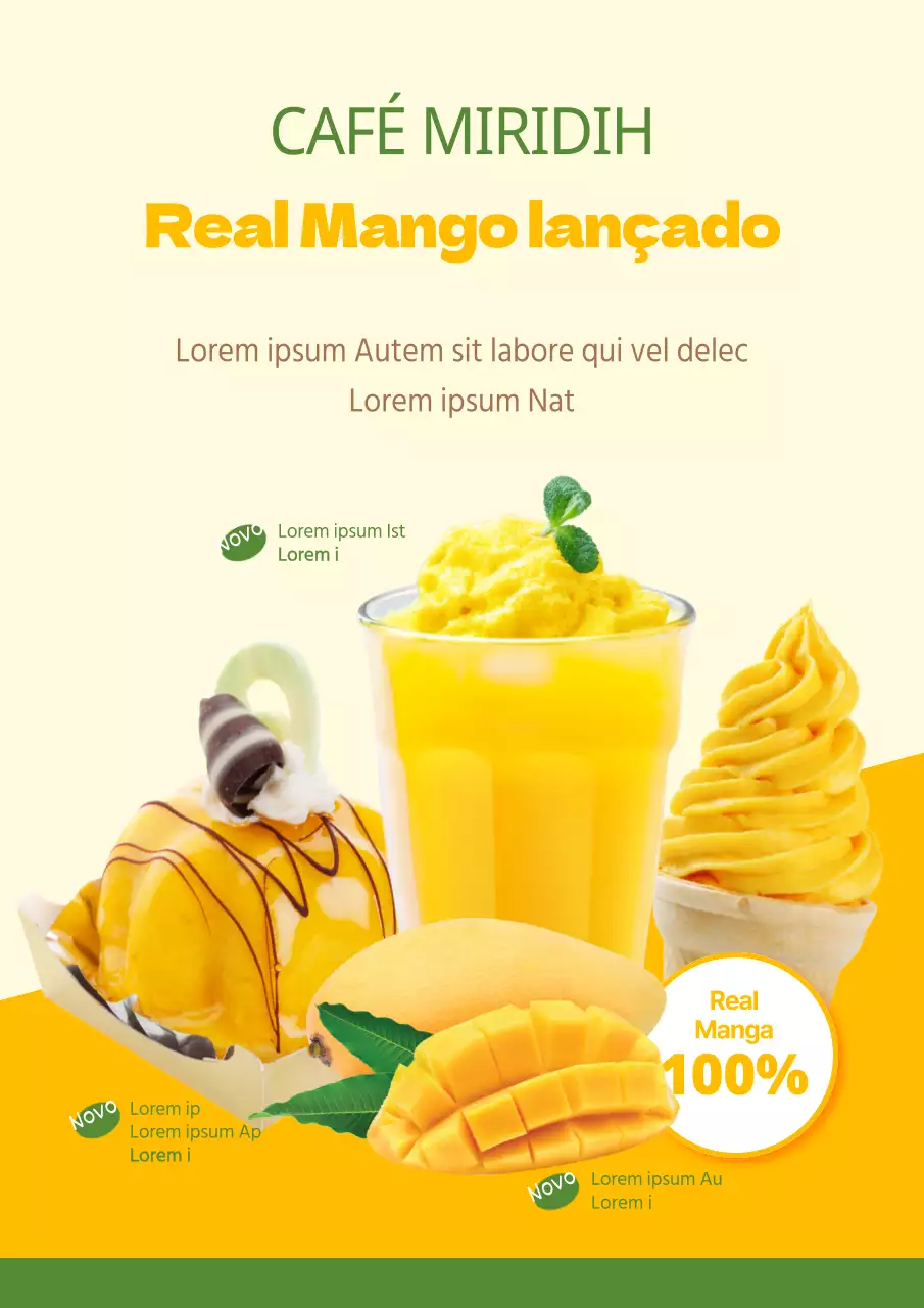 Página promocional de lançamento da Real Mango verde-amarela