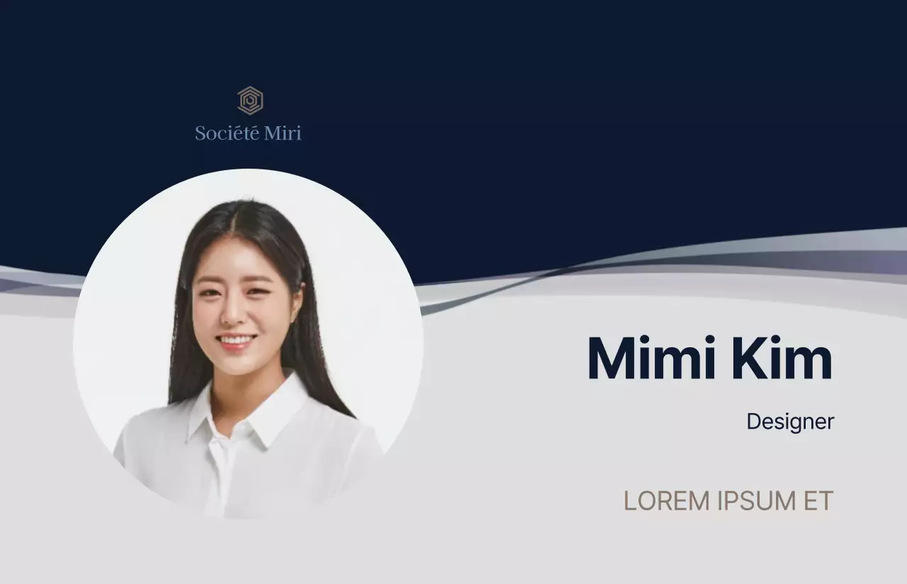 Une mise en page simple en bleu marine et gris avec un certificat du temple