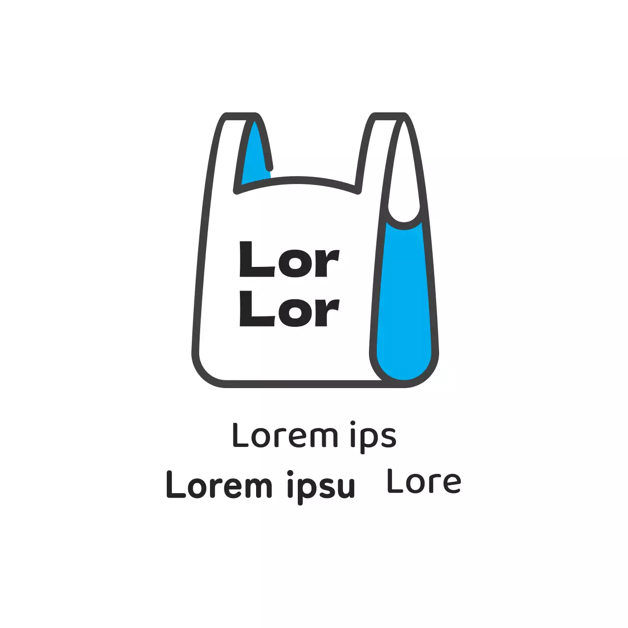 Étiquette illustrée bleue pour les plats à emporter