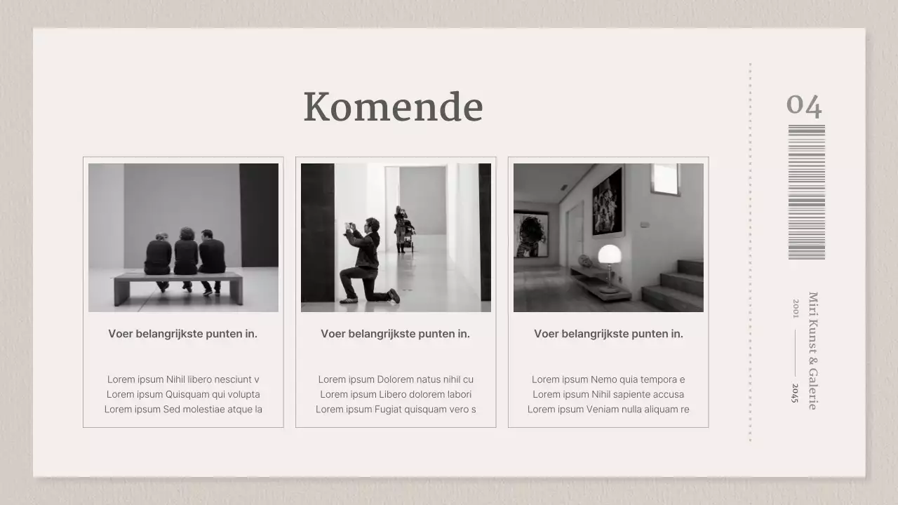 Een galerij van beige en grijze ticketconcepten