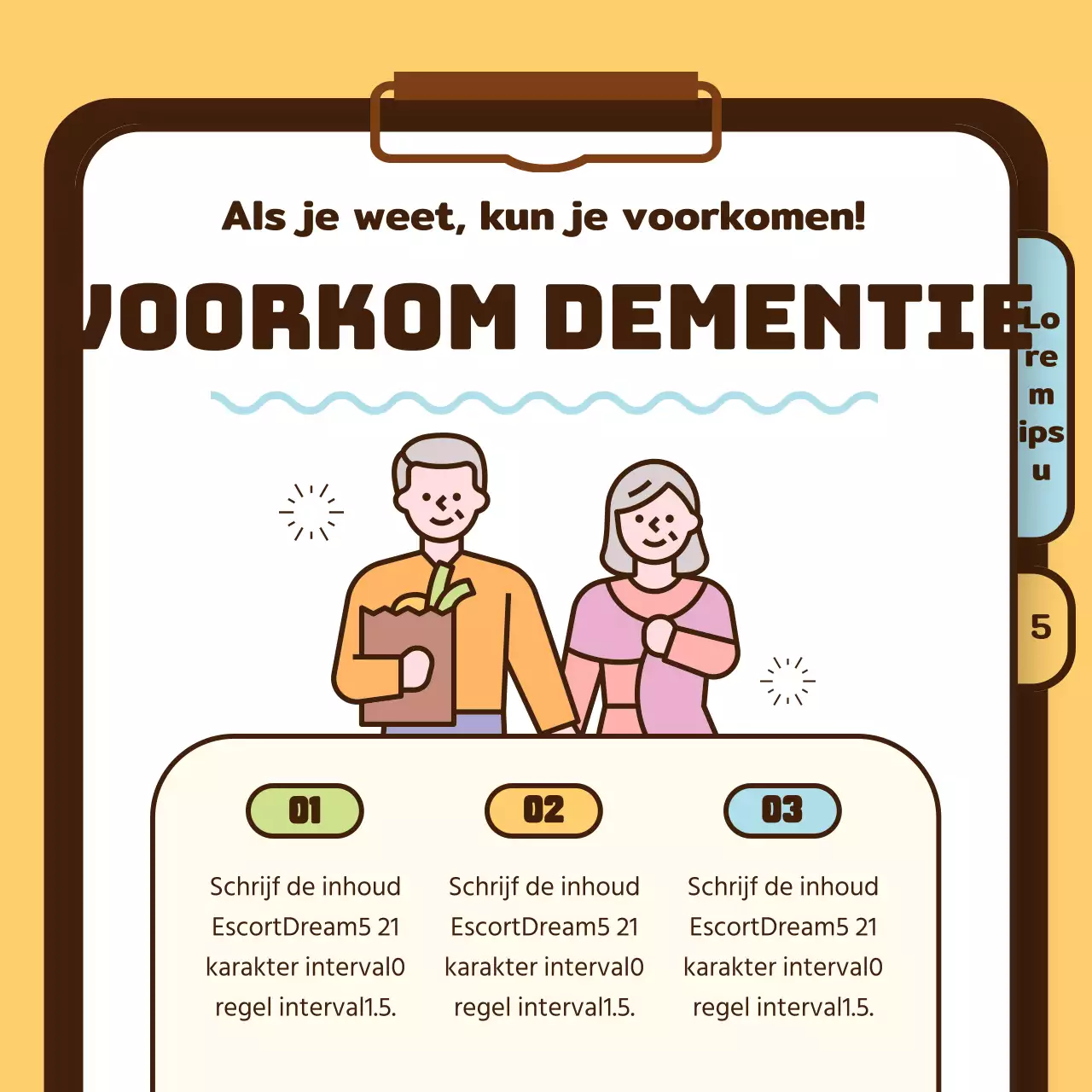 Gezondheidsinformatie voor oudere volwassenen met de ziekte van Alzheimer in geel chartreuse lichtblauw