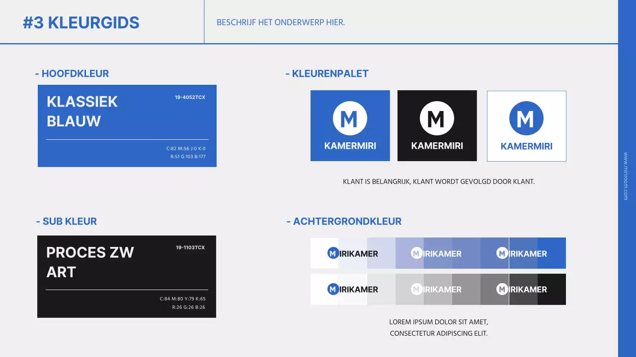 Eenvoudige merkpresentatie in blauw en zwart
