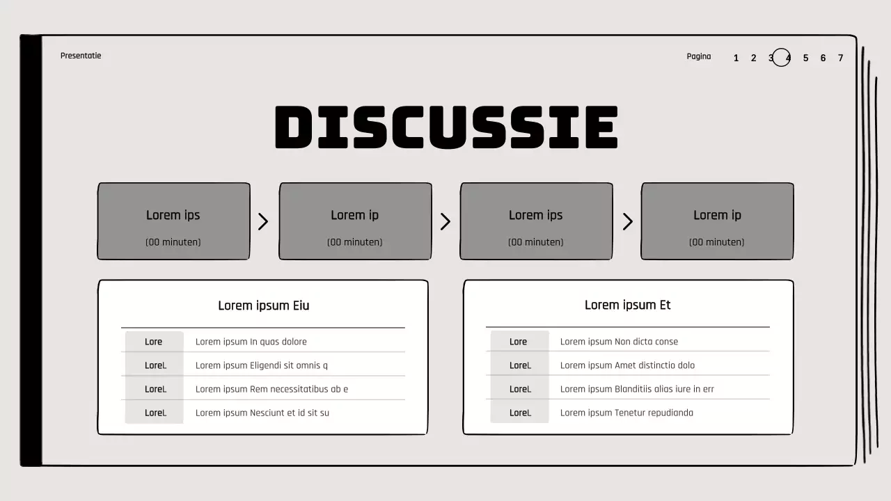 Boekbespreking in klaslokaal met illustraties van tekeningen in beige en zwart