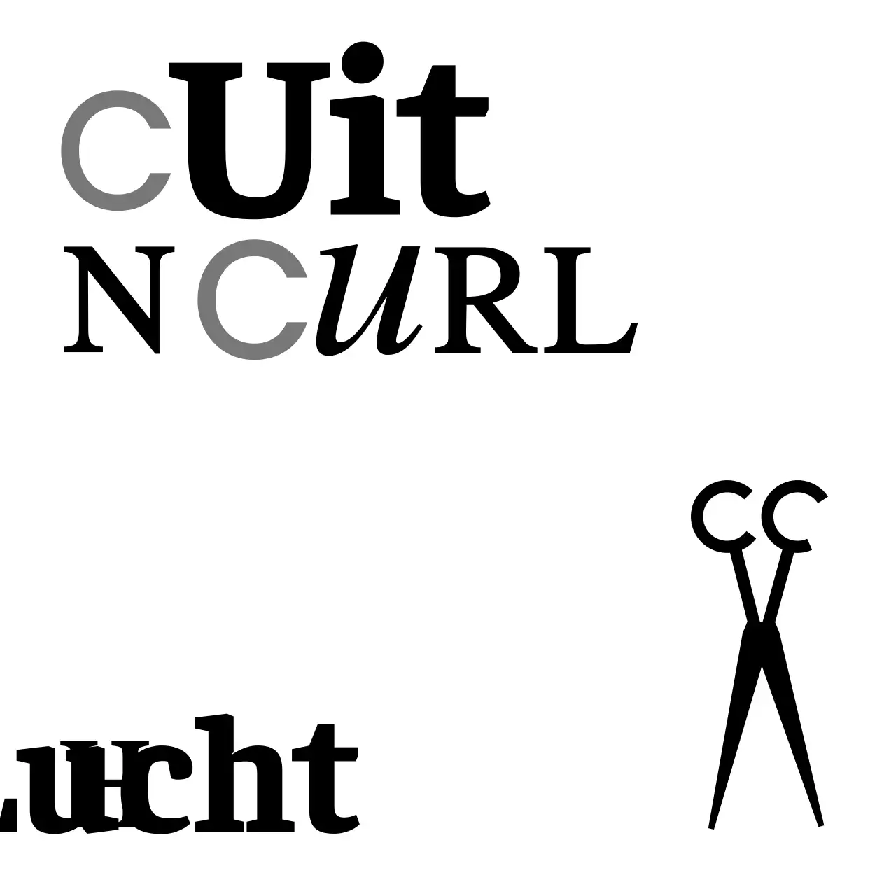 Een klassiek ogend uithangbord met witte en zwarte knip-en-krul kapsalontekst en een illustratie van een schaar.