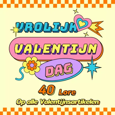 Valentijnsdag kortingsactie met een schattig en kitsch concept in levendige oranje kleur