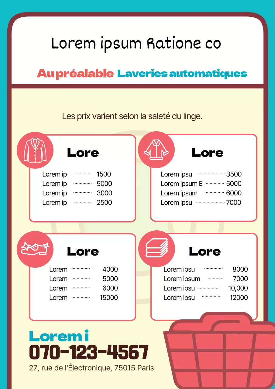 Lettrage bleu rose Icône surlignée Promouvoir votre pressing