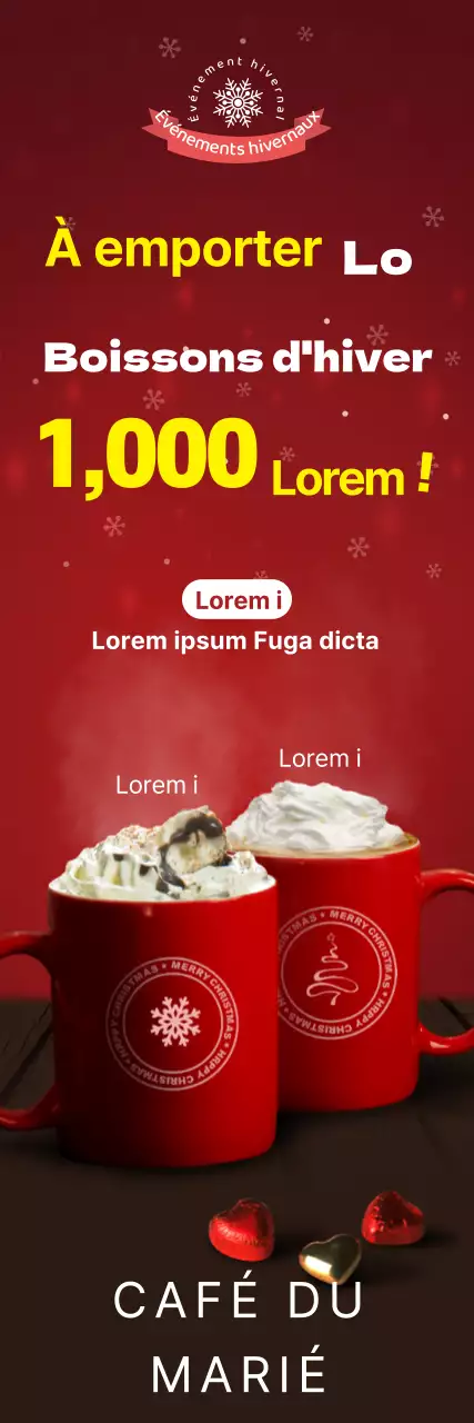 Faites la promotion de votre menu de café de Noël avec une photo rouge