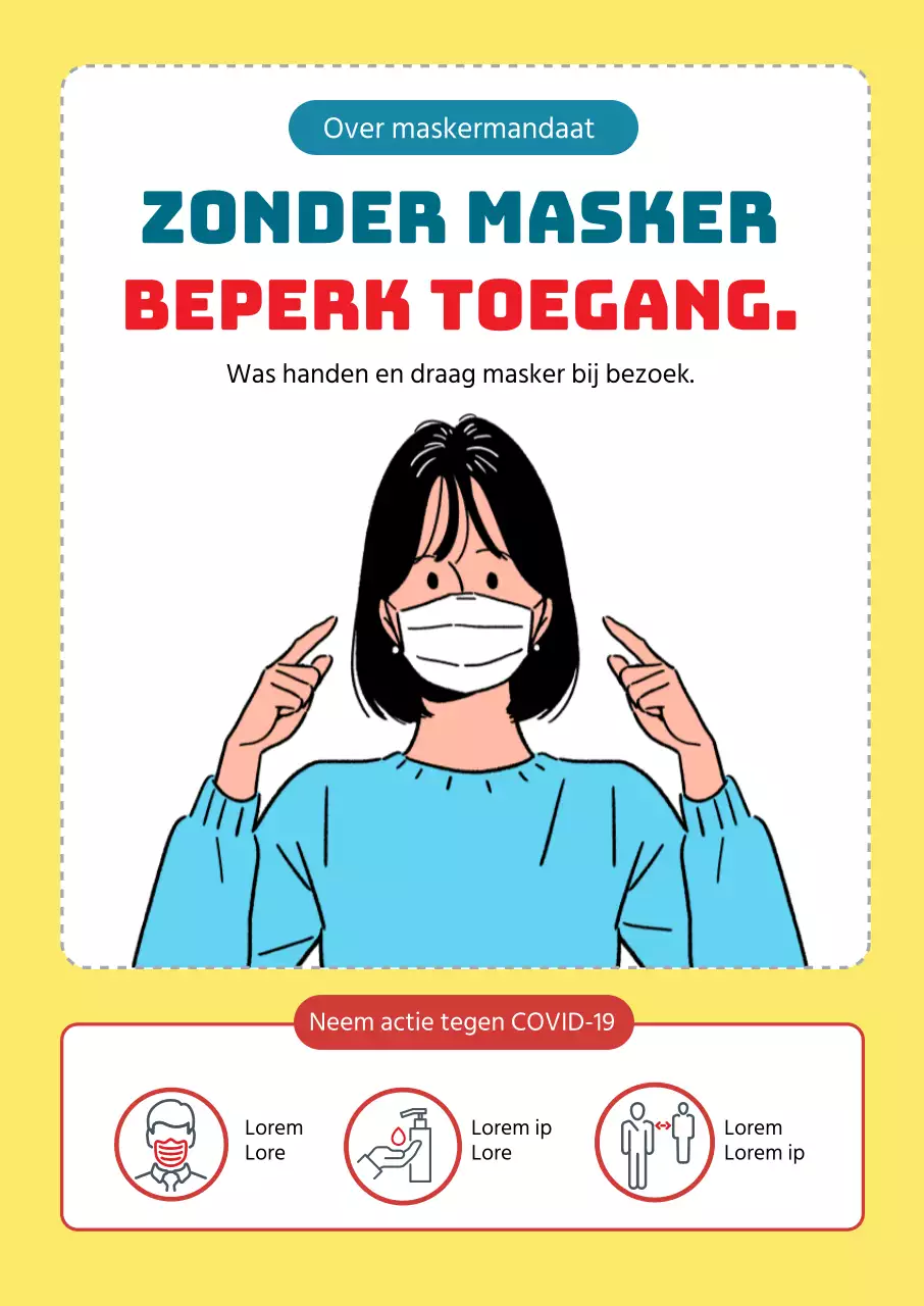 Ga niet naar binnen zonder geel geïllustreerd masker