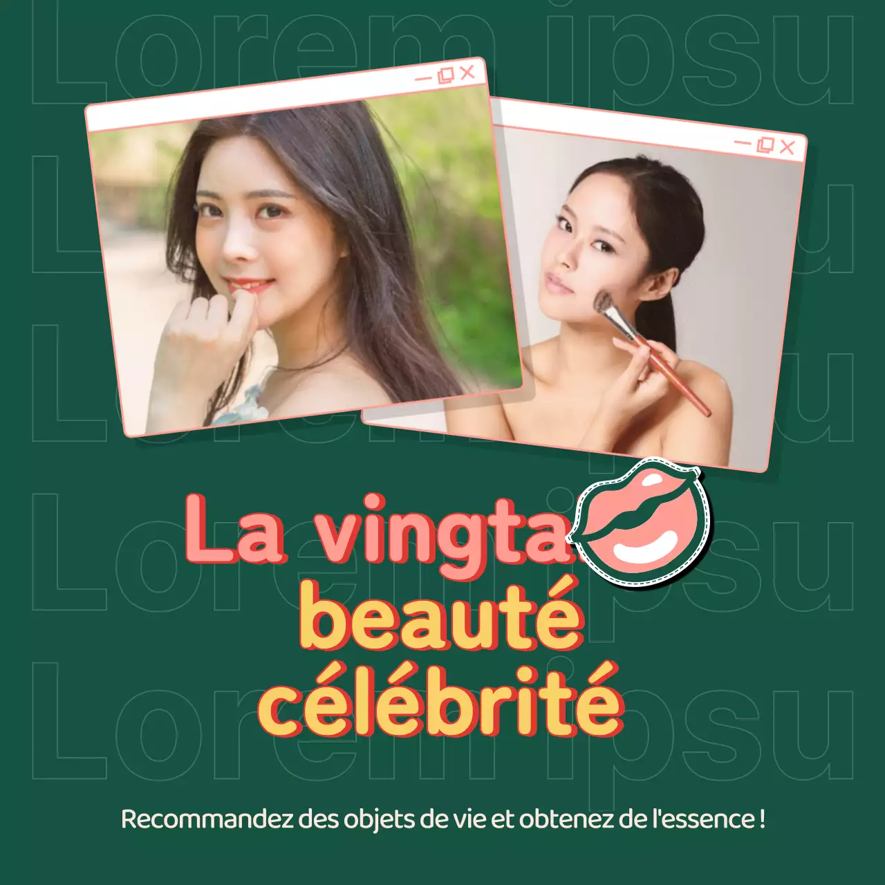 Célébrité d'une beauté de 20 ans avec deux mannequins féminins sur fond vert.