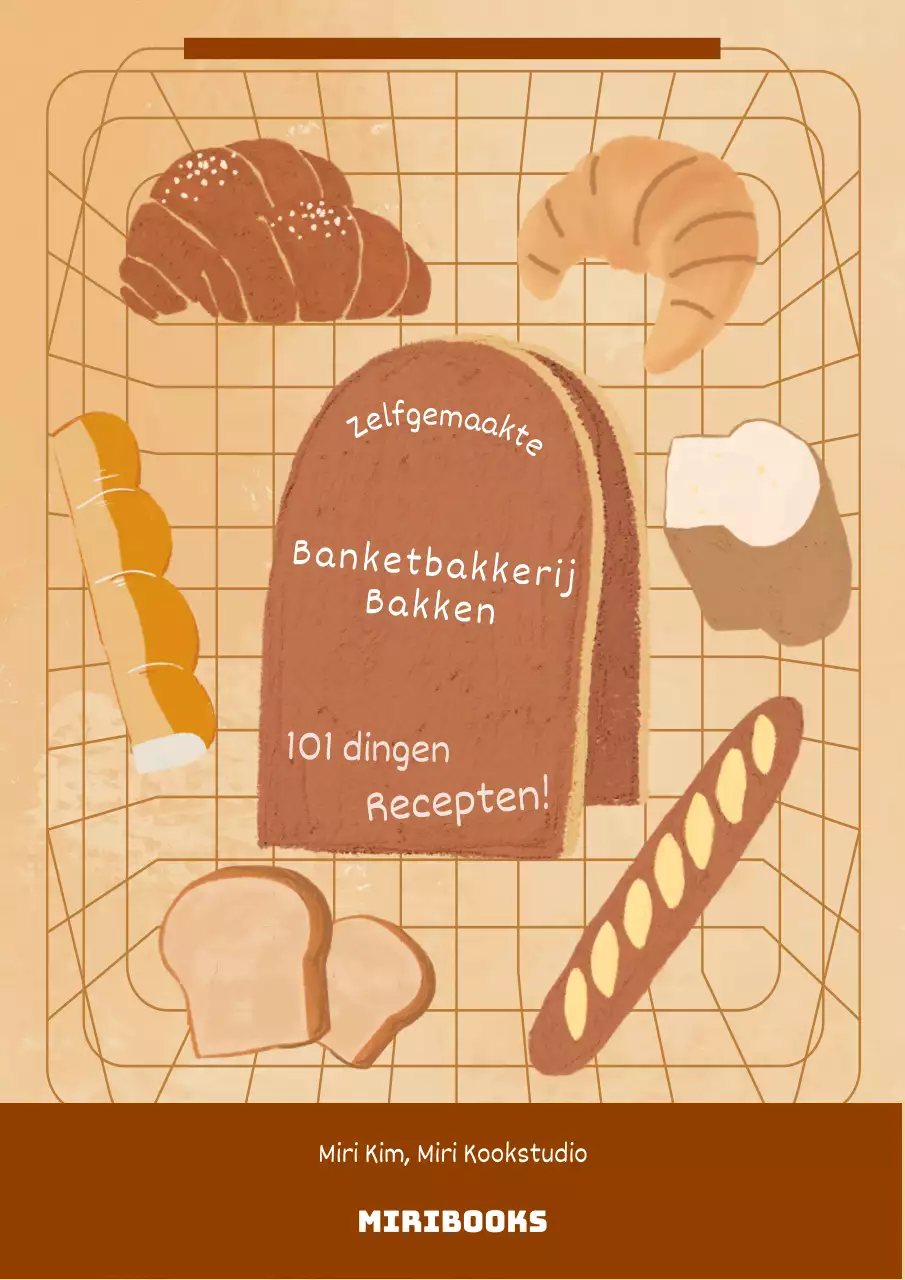 Zelfgemaakt gebak recept met beige en bruin brood en handtekening accenten