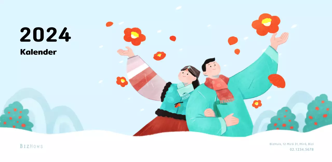 Een warme, geïllustreerde nieuwjaarskalender