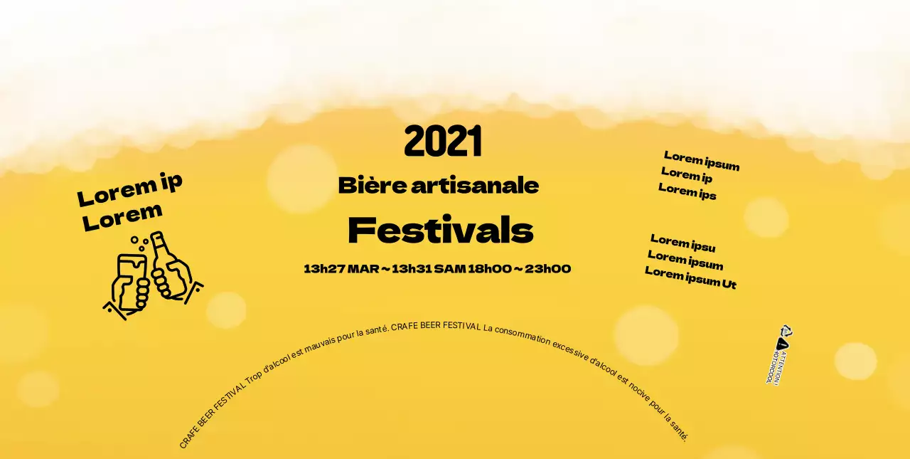 Illustration en mousse jaune d'un festival de bière artisanale