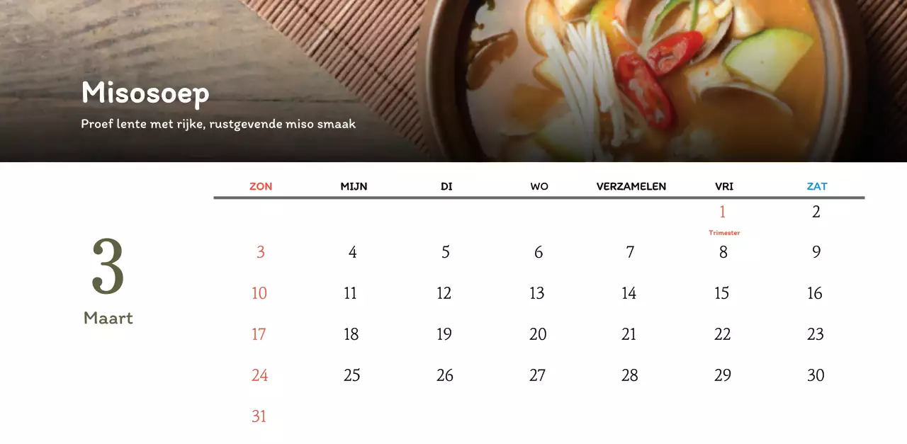 Traditioneel Koreaans restaurant concept coupon kalender in beige en bruin