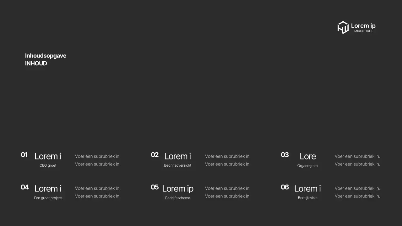 Een modern bedrijfsprofiel in zwart en grijs