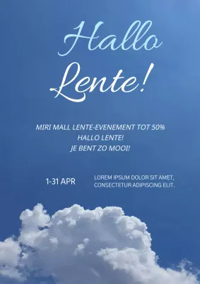 Blauwe en witte wolken in de lucht Lentegebeurtenis