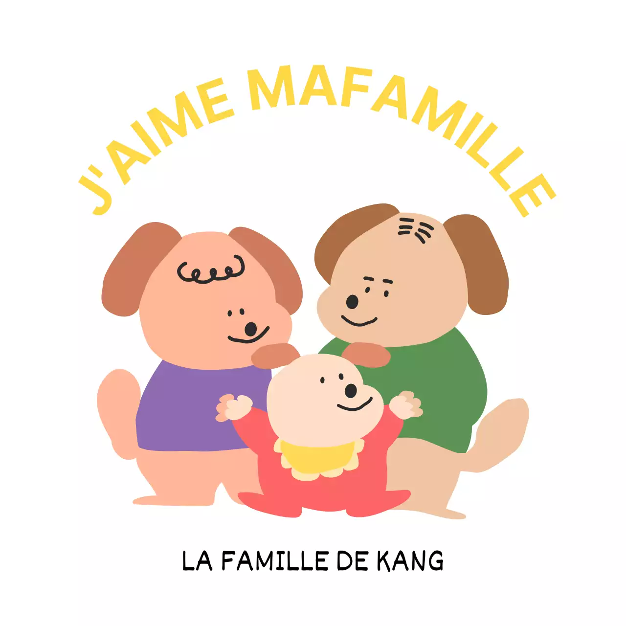 T-shirts pour groupes familiaux avec un concept mignon et coloré