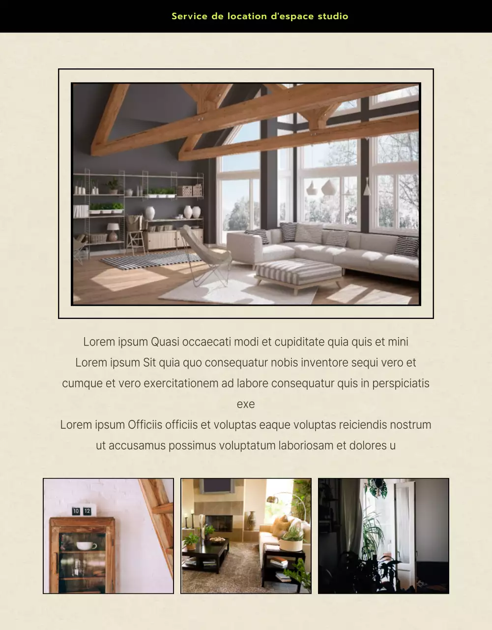 En savoir plus sur les locations de studios dans les tons noir et beige