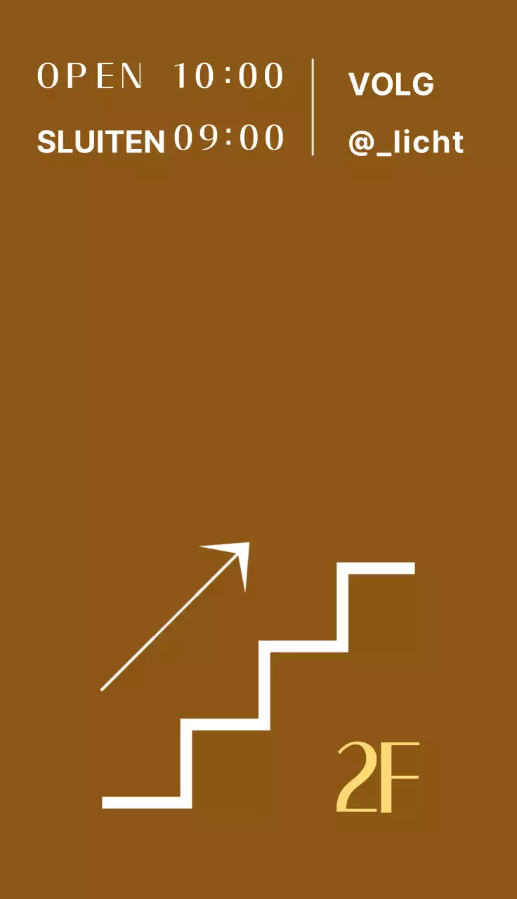 Een eenvoudig, sentimenteel ontwerp in bruin en wit met informatie over de openingstijden en locatie van de nail art-winkel.