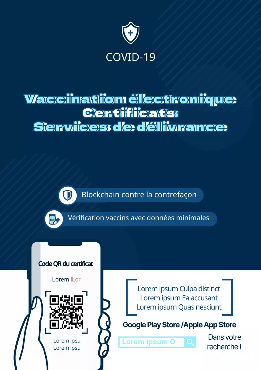 Guide des certificats de vaccination électroniques simples en bleu marine et bleu clair