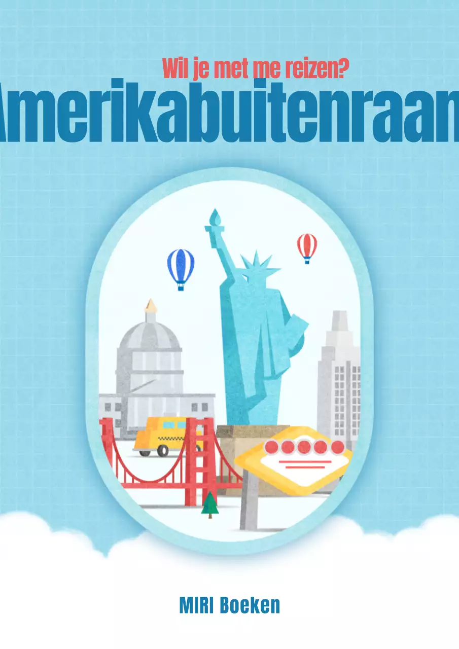 Een emotionele reisgids voor de VS met een blauw-wit vliegtuigraamconcept