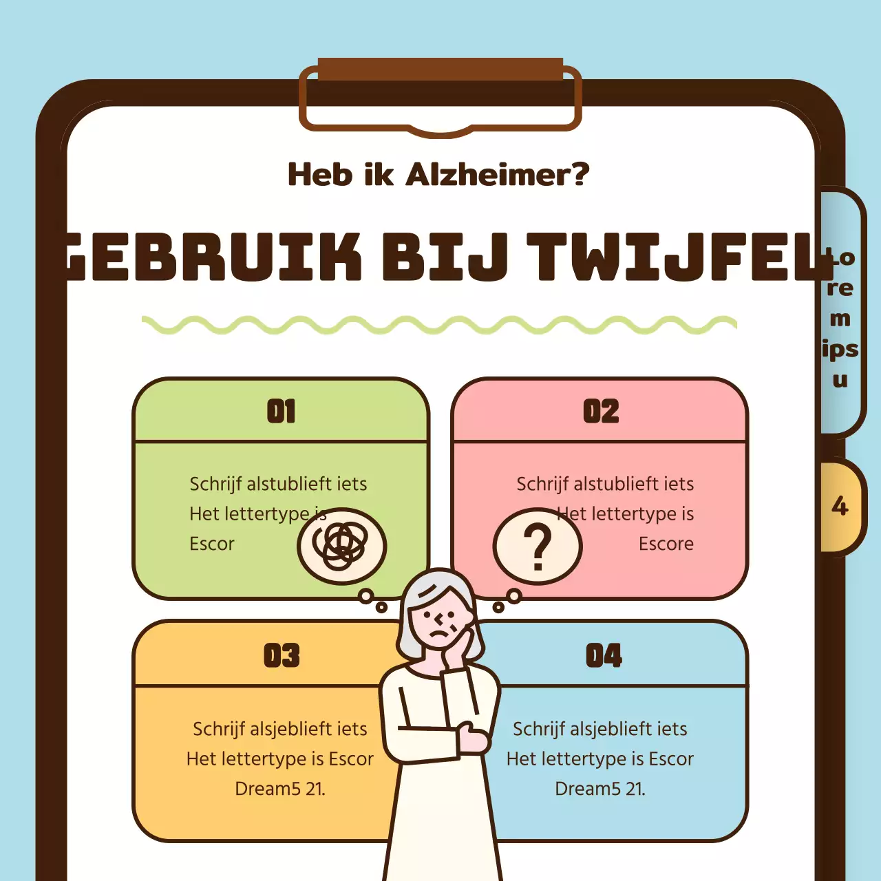 Gezondheidsinformatie voor oudere volwassenen met de ziekte van Alzheimer in geel chartreuse lichtblauw