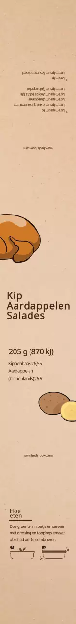 Beige Geïllustreerde Kip Aardappelsalade Label
