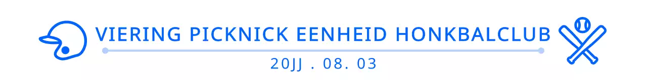 Eenvoudige en leuke pictogram en tekst combinatie in marineblauw en wit Layout stijl Baseball club picknick viering