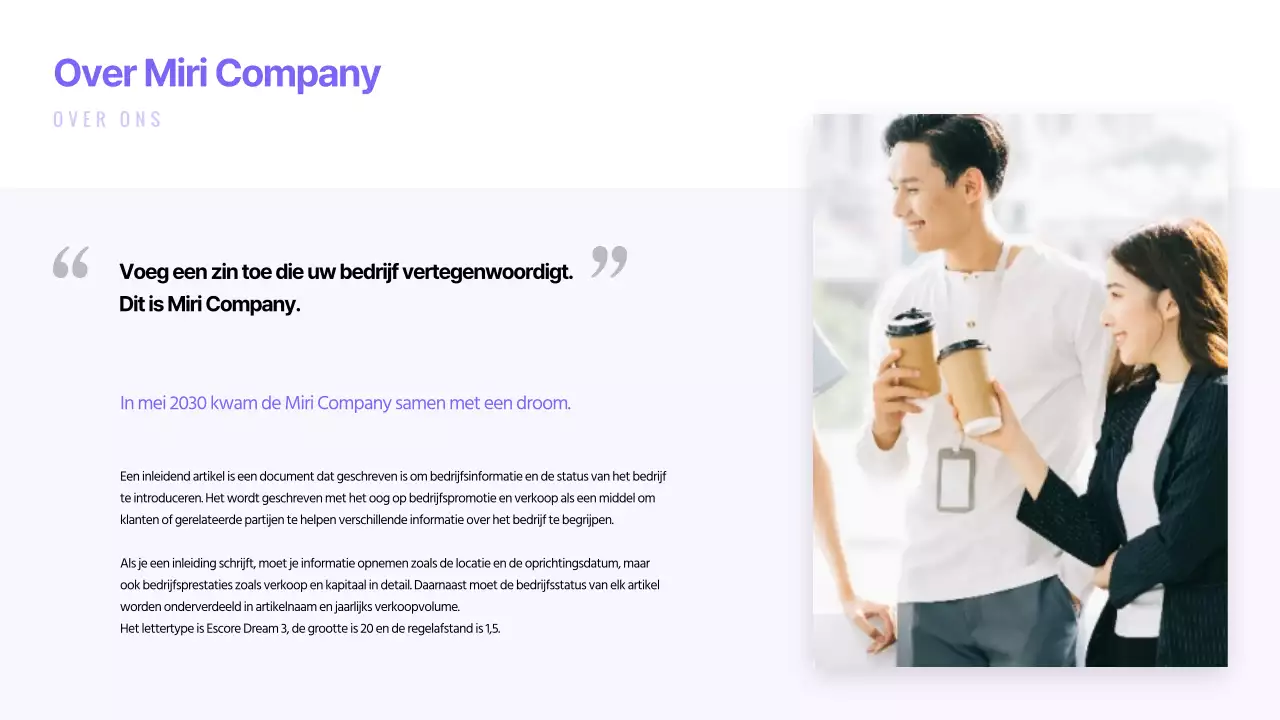 Eenvoudige bedrijfspresentatie met paarse tinten