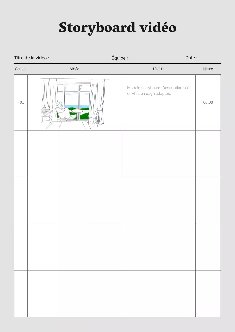 Storyboard vidéo de Grey's Simple