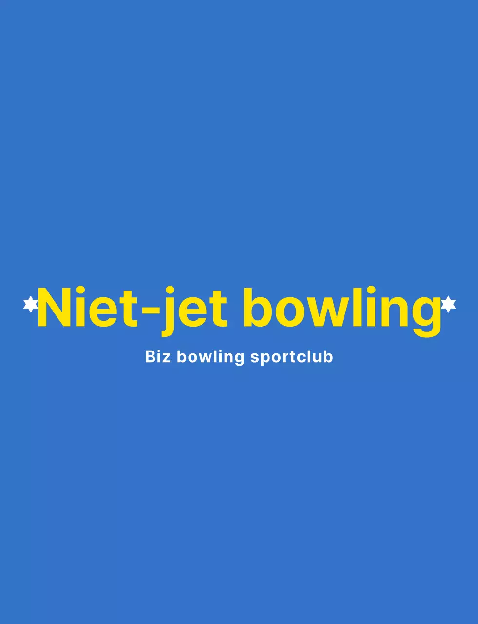 Een strakke bowlingillustratie en embleemlogo in lichtblauw, wit en geel voor een bowling sportclub.