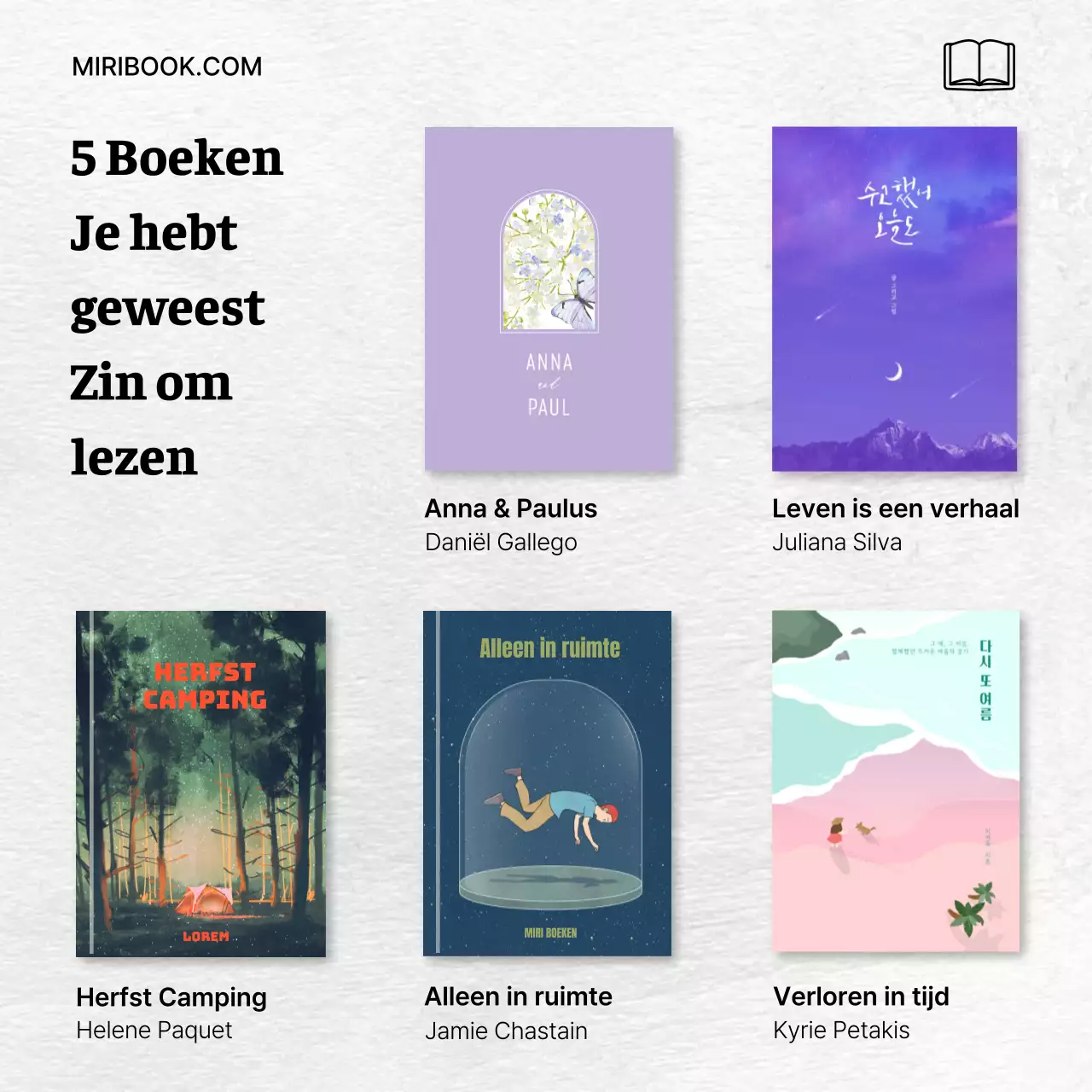 Minimalistische boek aanbeveling advertentie met licht papier textuur achtergrond V1