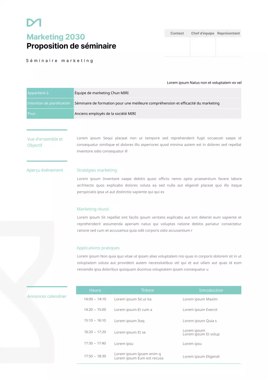 Proposition de séminaire en menthe et gris