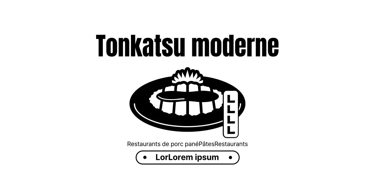 Pour les informations et les services d'un restaurant de tonkatsu dans un style moderne de combinaison d'illustrations et de textes de tonkatsu.