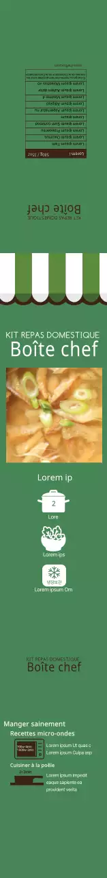 Étiquette d'illustration verte pour la soupe aux fruits de mer Huangtai