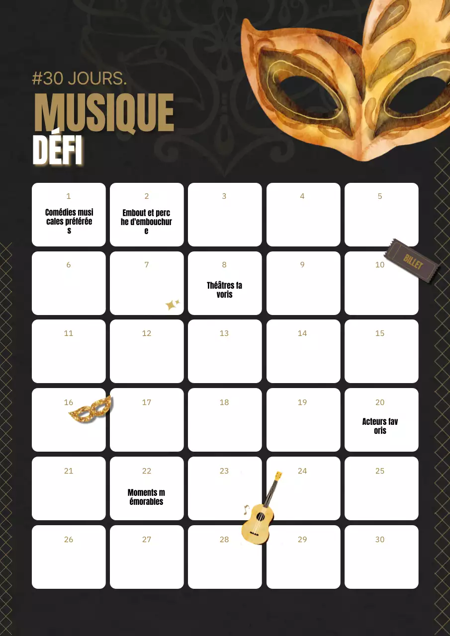 Poster musical classique pour le défi des 30 jours en marron