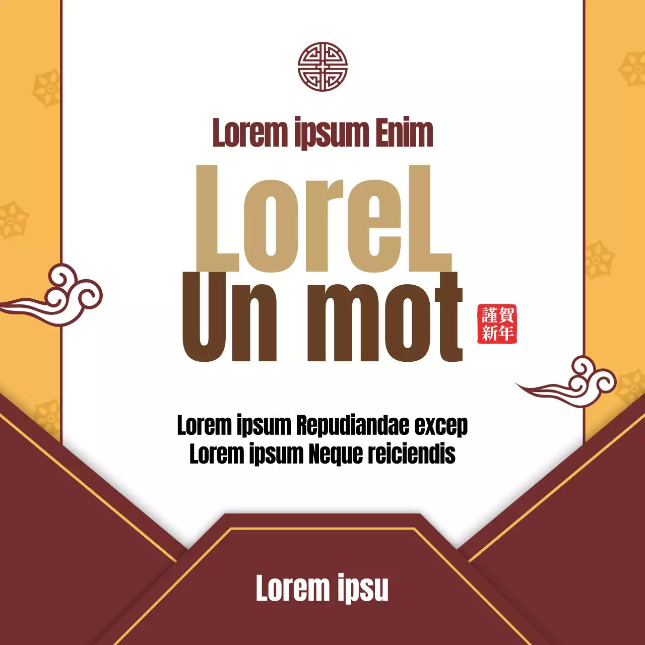 Enveloppe de la lettre jaune-brun Mantra du Nouvel AnEvénement