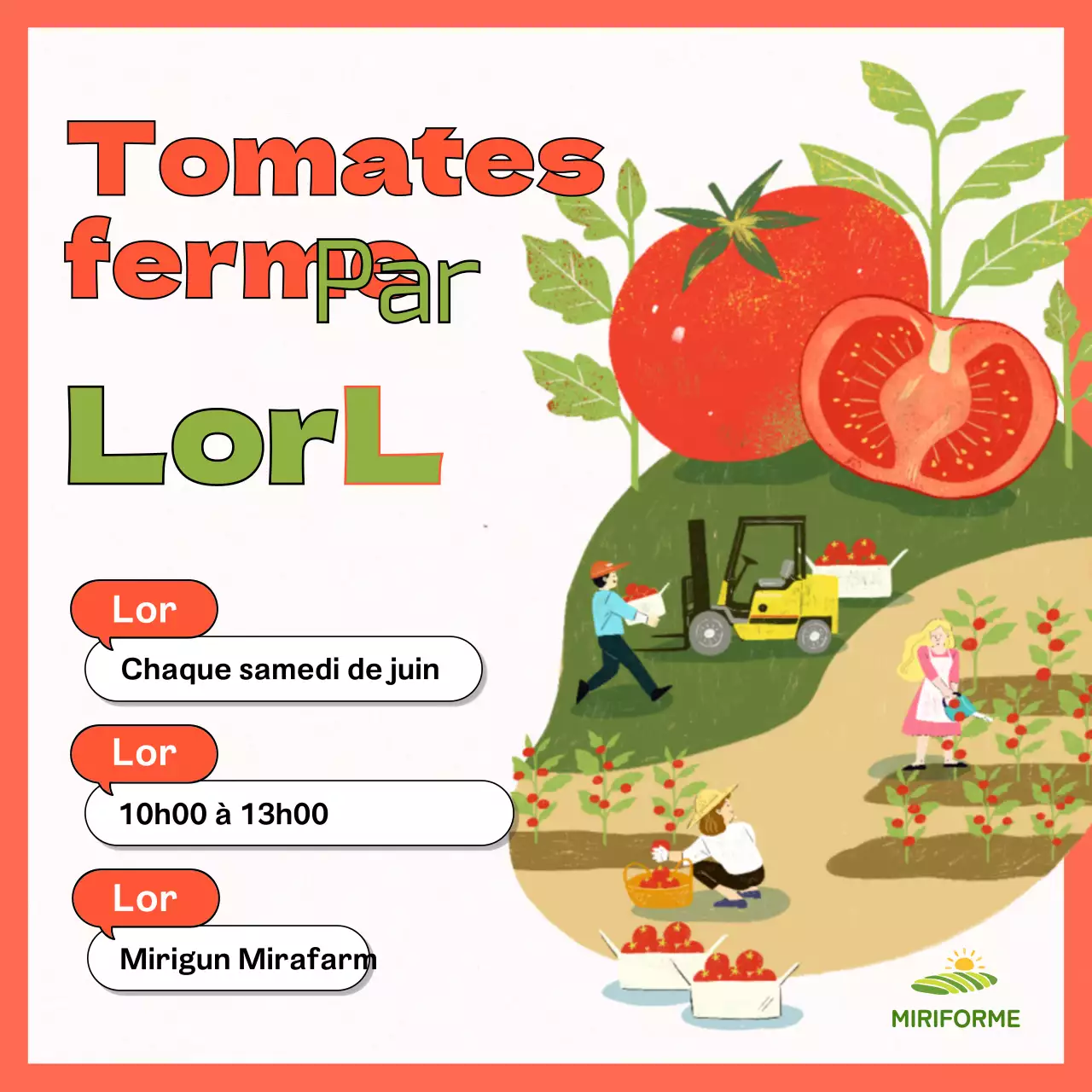 Présentation de l'expérience de la ferme de tomates illustrée par l'orange