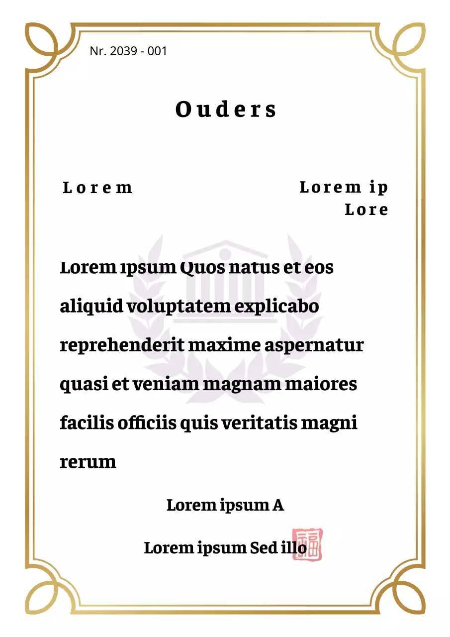 Standaard listing thema met goudverloop